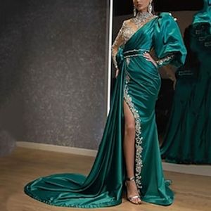 Women's Party Dress Sequin Dress Long Dress Maxi Dress Green Long Sleeve Abstract Sequins Split Winter Fall High Neck Vintage Party Elegant  Luxurious Party Fall Dress 2022 S M L XL 2XL 3XL miniinthebox