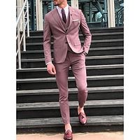 Burgundy Men's Wedding Homecoming Suits Solid Colored 3 Piece Daily Business Plus Size Single Breasted Two-buttons 2023 miniinthebox