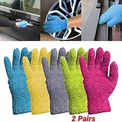2 Pairs Car Wash Glove Microfiber Dusting Cleaning Gloves Washable Cleaning Mittens for Kitchen House Cleaning Cars Trucks Mirrors Lamps Blinds Dusting Cleaning miniinthebox
