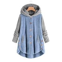 Women's Fleece Jacket Sherpa Fleece Color Block Warm Teddy Fuzzy Button Pocket Black Pink Wine Street Casual Hoodie Long Sleeve Top Micro-elastic Fall  Winter Lightinthebox - thumbnail