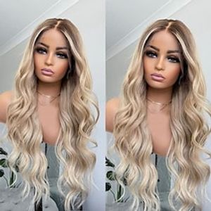 Unprocessed Virgin Hair 13x4 Lace Front Wig Middle Part Brazilian Hair Body Wave Multi-color Wig 130% 150% Density with Baby Hair Natural Hairline 100% Virgin Glueless Pre-Plucked For Women Long Lightinthebox