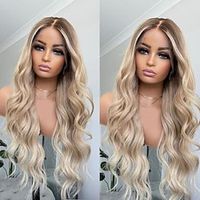 Unprocessed Virgin Hair 13x4 Lace Front Wig Middle Part Brazilian Hair Body Wave Multi-color Wig 130% 150% Density with Baby Hair Natural Hairline 100% Virgin Glueless Pre-Plucked For Women Long Lightinthebox - thumbnail