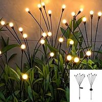 2pcs 8 LED Solar Powered Firefly Lights, Waterproof Warm Yellow Lights for Christmas Party Outdoor Garden Yard Pathway Decoration (28.7  14.5 Inch), Halloween  Christmas Decorations Lightinthebox - thumbnail
