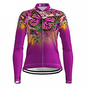 21Grams Women's Long Sleeve Cycling Jersey Summer Spandex Rose Red Butterfly Bike Top Mountain Bike MTB Road Bike Cycling Quick Dry Moisture Wicking Sports Clothing Apparel  Stretchy  Athleisure Lightinthebox