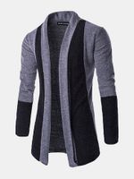Warm Fleece Knitted Splicing Color Casual Cardigans for Men