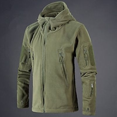 Men's Hiking Jacket Tactical Jacket Outdoor Daily Wear Warm Fall Winter Plain Fashion Streetwear Hooded Regular Black Green Gray Jacket Lightinthebox