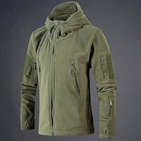 Men's Hiking Jacket Tactical Jacket Outdoor Daily Wear Warm Fall Winter Plain Fashion Streetwear Hooded Regular Black Green Gray Jacket Lightinthebox - thumbnail