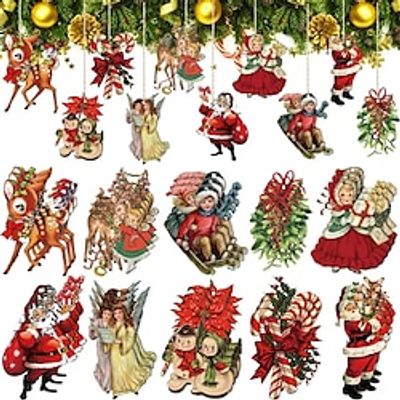 20pcs Christmas Tree Ornaments Xmas Wooden Santa Claus Christmas Crutches Green Garland Hanging Decoration Pendant For Outdoor Festival Party Gift (with Rope) Lightinthebox 20pcs Christmas Tree Ornaments Xmas Wooden Santa Claus Christmas Crutches Green Garland Hanging Decoration Pendant For Outdoor Festival Party Gift (with Rope) Lightinthebox