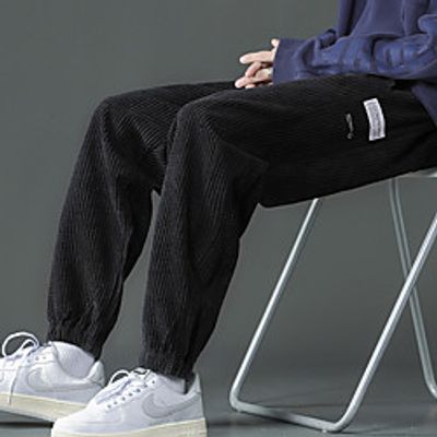 Men's Casual / Sporty Streetwear Comfort Outdoor Casual Daily Jogger Pants Sweatpants Trousers Pants Solid Color Full Length Warm Deep Blue Gray Black miniinthebox