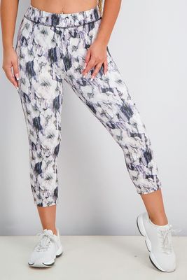Womens All Over Print Pull On Leggings Black White Flowers Womens All Over Print Pull On Leggings Black White Flowers