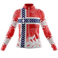 21Grams Women's Long Sleeve Cycling Jersey Spandex Red and White Norway National Flag Bike Top Mountain Bike MTB Road Bike Cycling Quick Dry Moisture Wicking Sports Clothing Apparel  Stretchy Lightinthebox - thumbnail