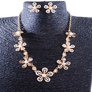 Women's Jewelry Set Classic Flower Stylish Imitation Pearl Gold Plated Earrings Jewelry Gold For Party Evening Festival 1 set miniinthebox