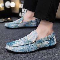 Men's Loafers  Slip-Ons Dress Shoes Driving Loafers Walking Bohemia Casual Daily Office  Career Canvas Loafer Blue Beige Summer Spring Lightinthebox - thumbnail