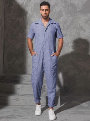 INCERUN Men Short Sleeve Loose Zipper Jumpsuit Street Style Overalls INCERUN Men Short Sleeve Loose Zipper Jumpsuit Street Style Overalls