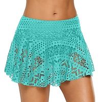 Women's Swimwear Cover Up Swim Shorts Plus Size Swimsuit Lace Crochet Pure Color Green Black Navy Blue Bathing Suits Sports Neutral Casual / Vacation / Modern / Spa / New miniinthebox - thumbnail