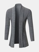 Mens Fall Winter Solid Color Knitted Cardigans Warm Turndown Collar Casual Outwear