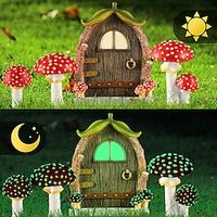 Resin Luminous Home Door and Mushroom Garden Yard Decor for Trees Planter and Pots Fairy Garden Decor Outdoor Fairy Garden Gnome Kit miniinthebox - thumbnail