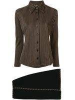 Fendi Pre-Owned striped shirt and envelope skirt set - Brown - thumbnail