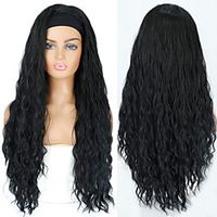 Lisi Hair Black Long Wave Wig Linked Headband Wigs Water Heat Resistant Synthetic Wigs For Black Women African American Hair No Colored Headband Lightinthebox - thumbnail