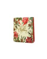 Kaemingk Decoris Paper Rectangular 48cm Gift Bag Poinsettia with Handle