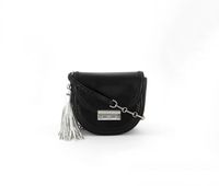 Womens Silver Strap Shoulder Bag  Black - thumbnail