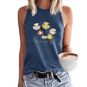 european and american cross-border women's vest ebay amazon wish hot selling printed round neck open back sleeveless t-shirt vest Lightinthebox