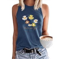 european and american cross-border women's vest ebay amazon wish hot selling printed round neck open back sleeveless t-shirt vest Lightinthebox - thumbnail