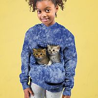 Kids Girls' Hoodie Long Sleeve Cat Blue Children Tops Fall Active Regular Fit 4-12 Years Lightinthebox - thumbnail