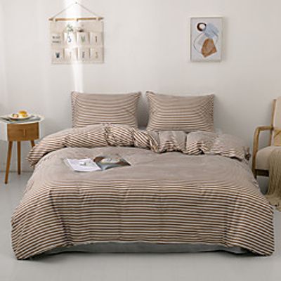 Duvet cover set with zipper with stripes pattern printed, soft natural breathable durable and hypoallergenic miniinthebox