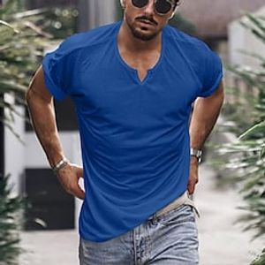 Men's V Neck Running Shirt Tee Tshirt Top Athletic Breathable Quick Dry Moisture Wicking Gym Workout Running Active Training Jogging Exercise Sportswear Solid Colored Blue Claret-red Activewear Lightinthebox