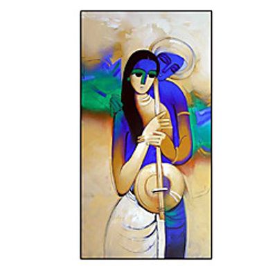 Oil Painting Handmade Hand Painted Wall Art Contemporary Abstract Indian Couple Portrait Home Decoration Decor Rolled Canvas No Frame Unstretched miniinthebox