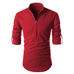 Men's Shirt Solid Color Long Sleeve Casual Tops Casual White Black Red miniinthebox