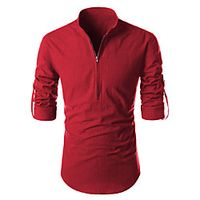 Men's Shirt Solid Color Long Sleeve Casual Tops Casual White Black Red miniinthebox - thumbnail