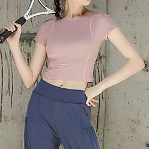 Women's Crop Top Tee  T-shirt Crop Top Crew Neck Spandex Sport Athleisure T Shirt Top Short Sleeves Quick Dry Breathable Soft Comfortable Everyday Use Casual Daily Outdoor Lightinthebox