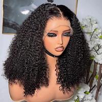 Remy Human Hair 13x4 Lace Front Wig Free Part Brazilian Hair Kinky Curly Black Wig 150% 180% Density With Baby Hair Glueless Pre-Plucked For Wigs For Black Women Long Human Hair Lace Wig Lightinthebox