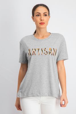 Womens Artisan Textured T-Shirt Grey Womens Artisan Textured T-Shirt Grey