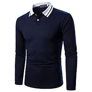 Men's Golf Shirt Striped Solid Colored Long Sleeve Going out Tops Business Navy Blue  Work Lightinthebox