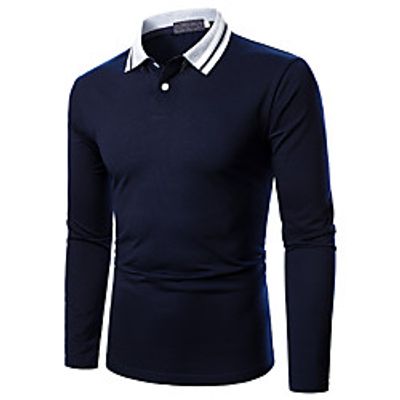 Men's Golf Shirt Striped Solid Colored Long Sleeve Going out Tops Business Navy Blue  Work Lightinthebox