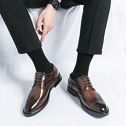 Men's Oxfords Derby Shoes Brogue Dress Shoes Walking Business British Gentleman Wedding Office Career Party Evening Synthetic leather Comfortable Lace-up Black Brown Spring Lightinthebox