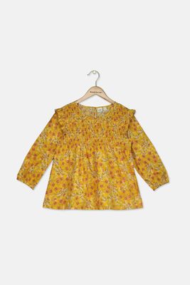 Kids Girls Floral Pattern Tops Yellow Combo Kids Girls Floral Pattern Tops Yellow Combo
