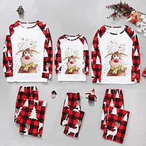 Reindeer Family Christmas Pajamas Nightwear Men's Women's Boys Girls' Cute Sweet Christmas Carnival Masquerade Kid's Adults' Christmas New Year Eve Polyester Top Pants Lightinthebox