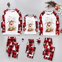 Reindeer Family Christmas Pajamas Nightwear Men's Women's Boys Girls' Cute Sweet Christmas Carnival Masquerade Kid's Adults' Christmas New Year Eve Polyester Top Pants Lightinthebox - thumbnail