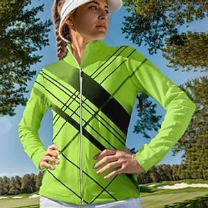 Women's Golf Jacket Thermal Warm Breathable Moisture Wicking Long Sleeve Golf Outerwear Top Regular Fit Full Zip Stand Collar Plaid Spring Autumn Tennis Golf Pickleball miniinthebox