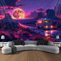 Western Desert Blacklight Tapestry UV Reactive Glow in the Dark Trippy Misty Hanging Tapestry Wall Art Mural for Living Room Bedroom Lightinthebox