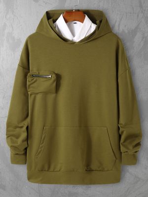 BASICS KOYYE Men Chest Pocket Casual Long Sleeve Hoodie BASICS KOYYE Men Chest Pocket Casual Long Sleeve Hoodie