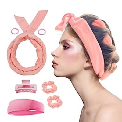 Heatless Hair Curler For Long Hair Curls - 61 Extra Long Heatless Curling Rod Headband, Velour No Heat Curling Ribbon Kit You Can Sleep In Soft Cotton Curling Ribbon Overnight For Women(Pink) Lightinthebox