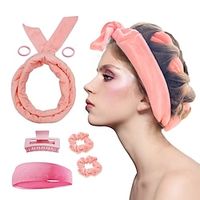 Heatless Hair Curler For Long Hair Curls - 61 Extra Long Heatless Curling Rod Headband, Velour No Heat Curling Ribbon Kit You Can Sleep In Soft Cotton Curling Ribbon Overnight For Women(Pink) Lightinthebox - thumbnail