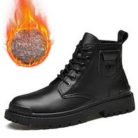 Men's Boots Comfort Shoes Casual Classic British Daily Outdoor Leather Black Fall Winter Lightinthebox - thumbnail