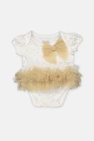 Baby Girls Tulle Tutu & Bow Bodysuit  White - thumbnail