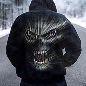 Men's Unisex Hoodie Pullover Hoodie Sweatshirt Back Printed Hoodies Black Hooded Animal Graphic Prints Print Daily Sports 3D Print Streetwear Designer Casual Spring   Fall Clothing Apparel Hoodies Lightinthebox